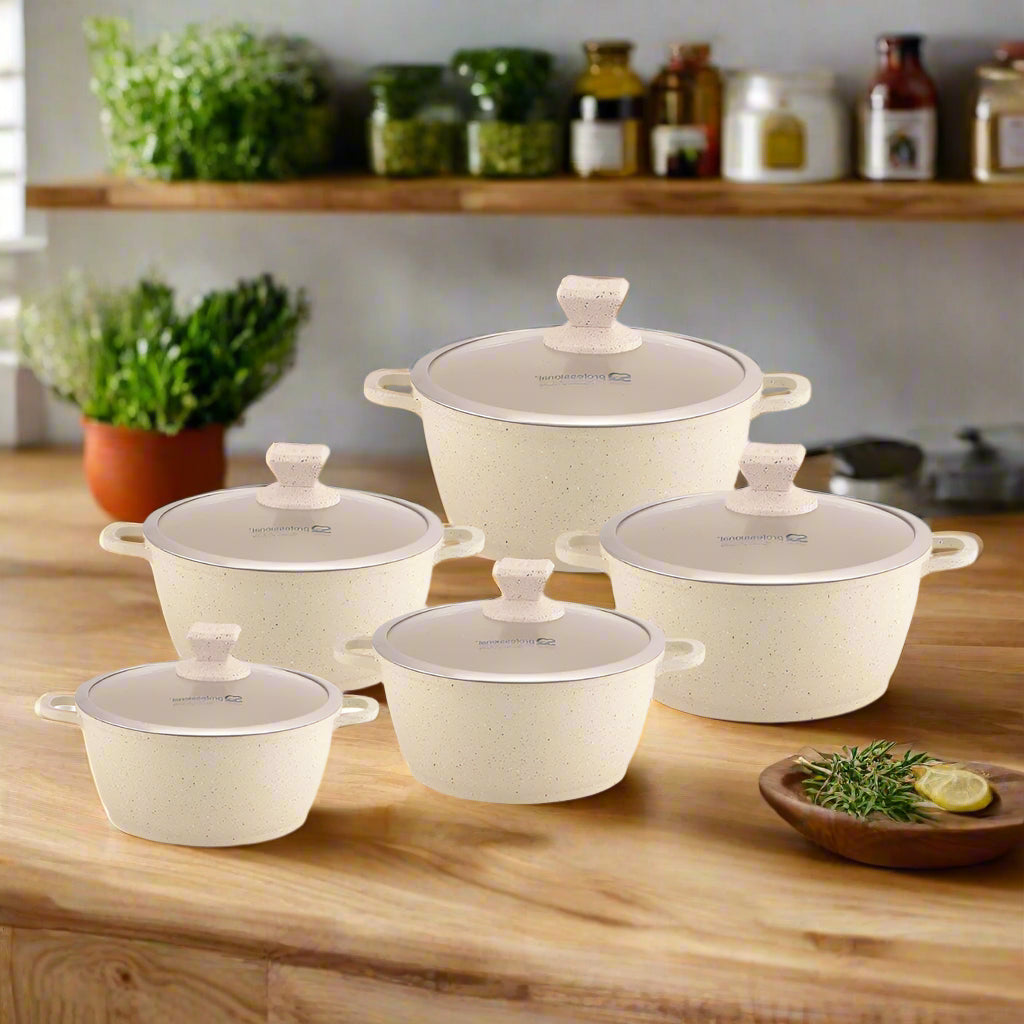 Nea Marbell Stockpot Set 5pc Natura Cream