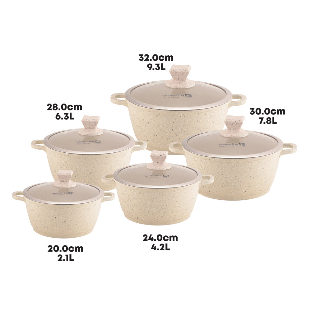 Nea Marbell Stockpot Set 5pc Natura Cream