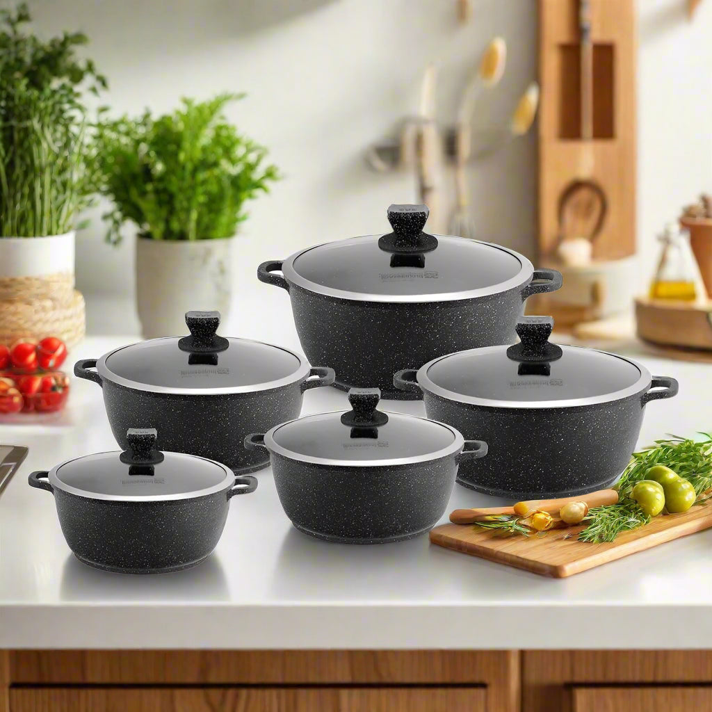 Nea Marbell Stockpot Set 5pc Nera Black
