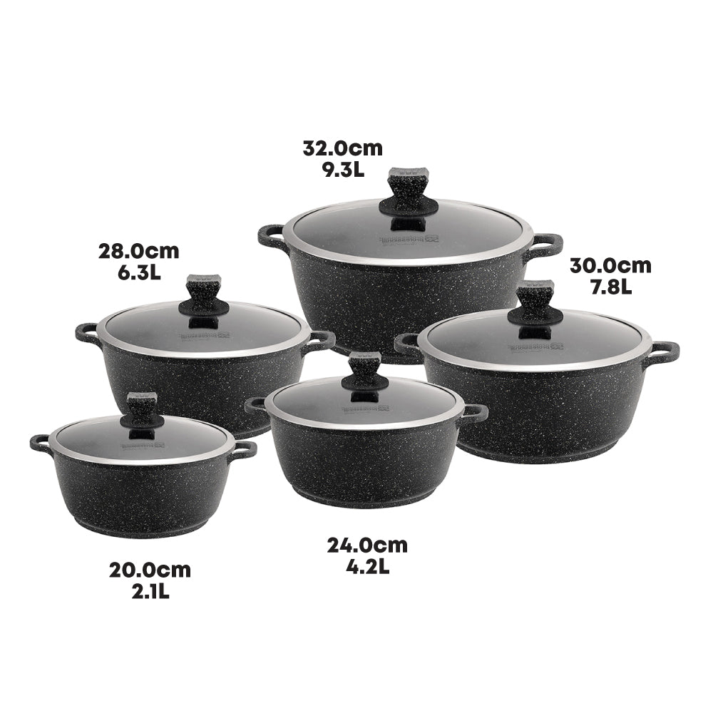 Nea Marbell Stockpot Set 5pc Nera Black