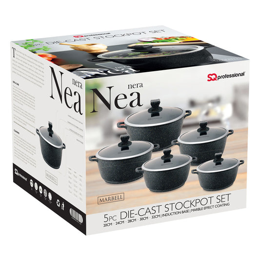 Nea Marbell Stockpot Set 5pc Nera Black