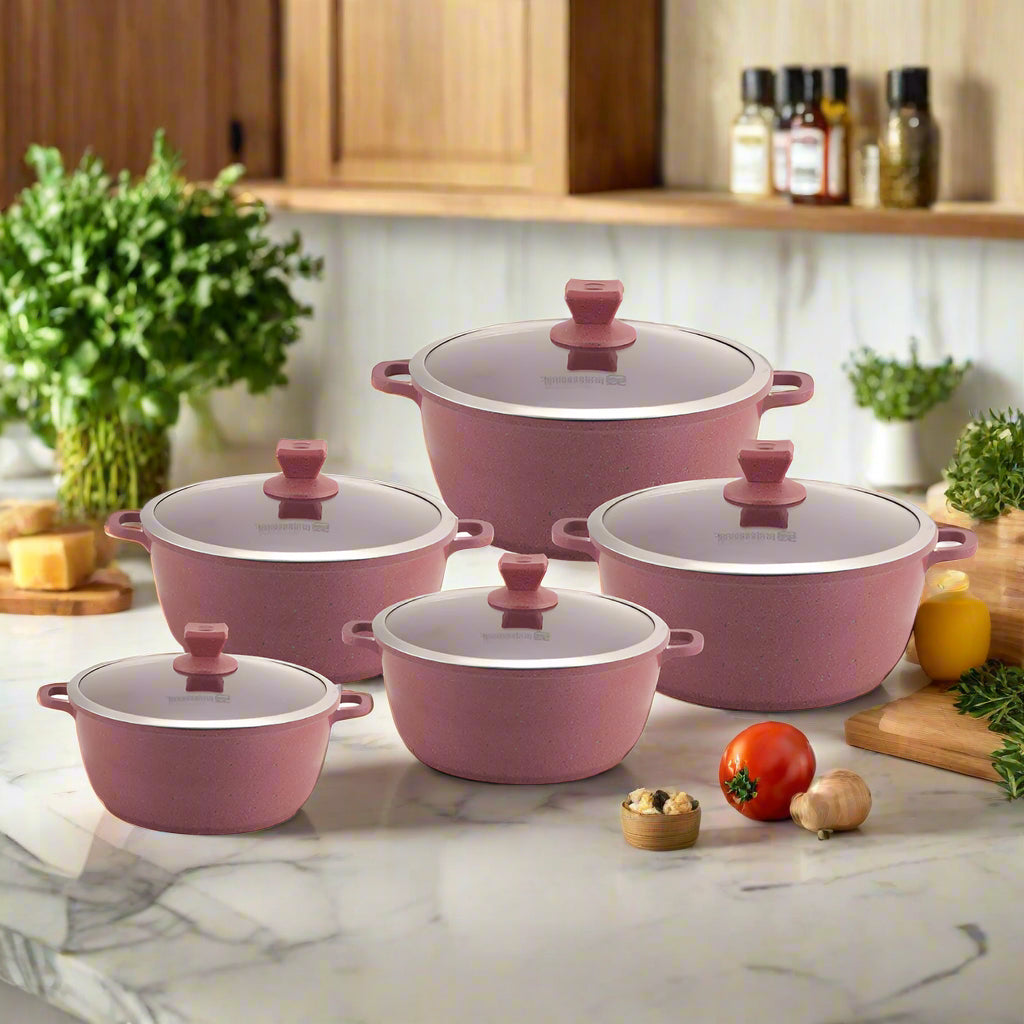 Nea Marbell Stockpot Set 5pc Rossa Red