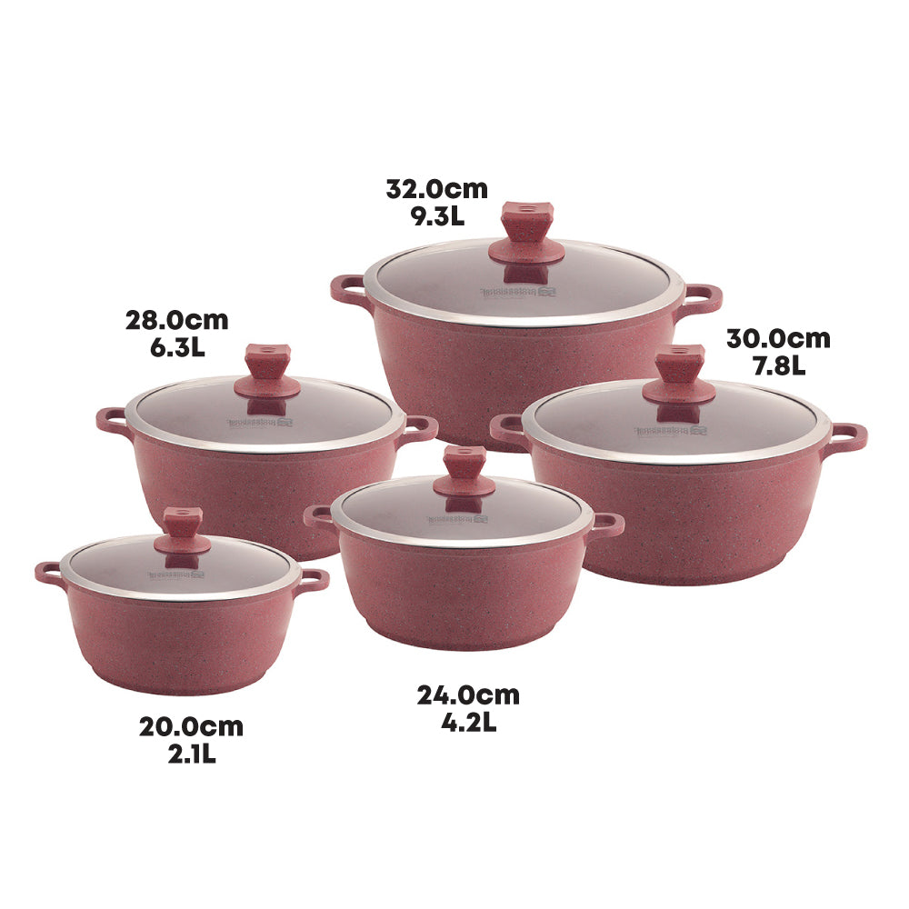 Nea Marbell Stockpot Set 5pc Rossa Red