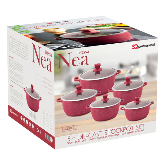Nea Marbell Stockpot Set 5pc Rossa Red