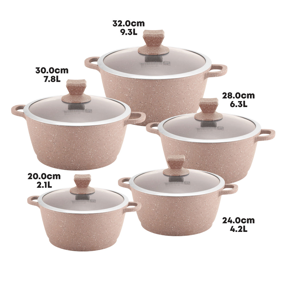 Nea Marbell Stockpot Set 5pc Marfil Brown