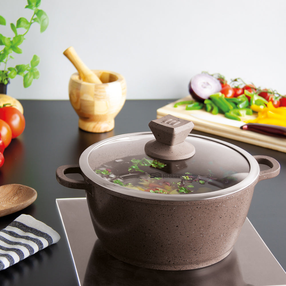 Nea Marbell Stockpot Set 5pc Marfil Brown