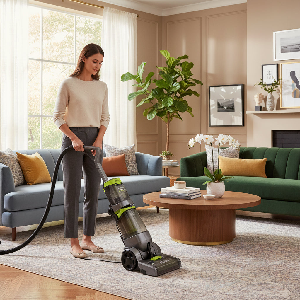 Upright vacuum cleaner on a white background