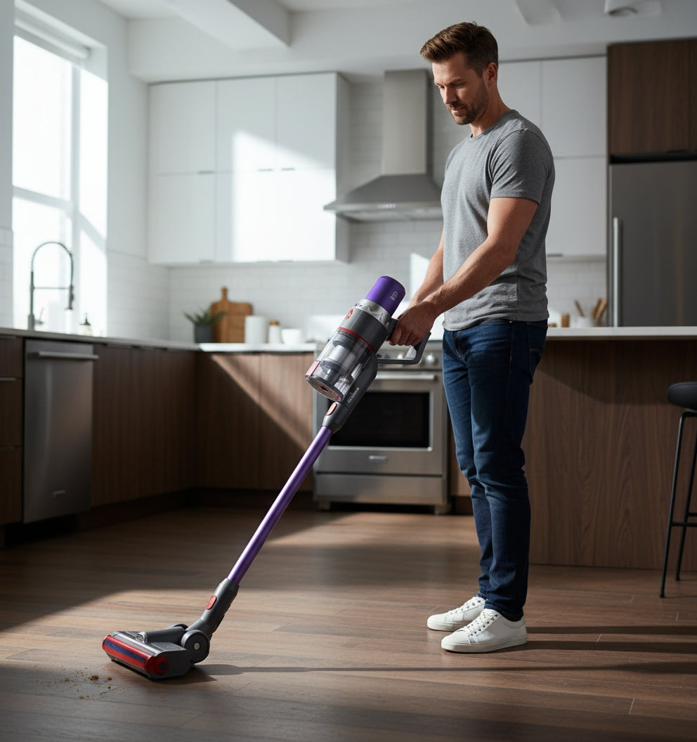 Jashen cordless vacuum cleaner with attachments on a white background