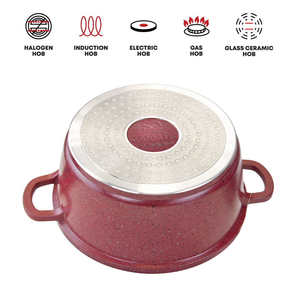 Nea Marbell Stockpot Set 5pc Rossa Red