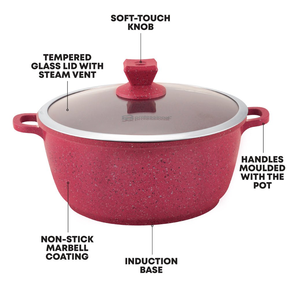 Nea Marbell Stockpot Set 5pc Rossa Red