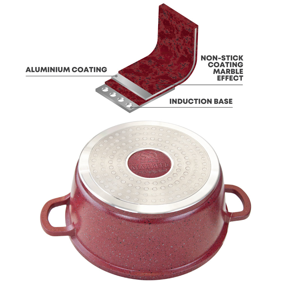 Nea Marbell Stockpot Set 5pc Rossa Red