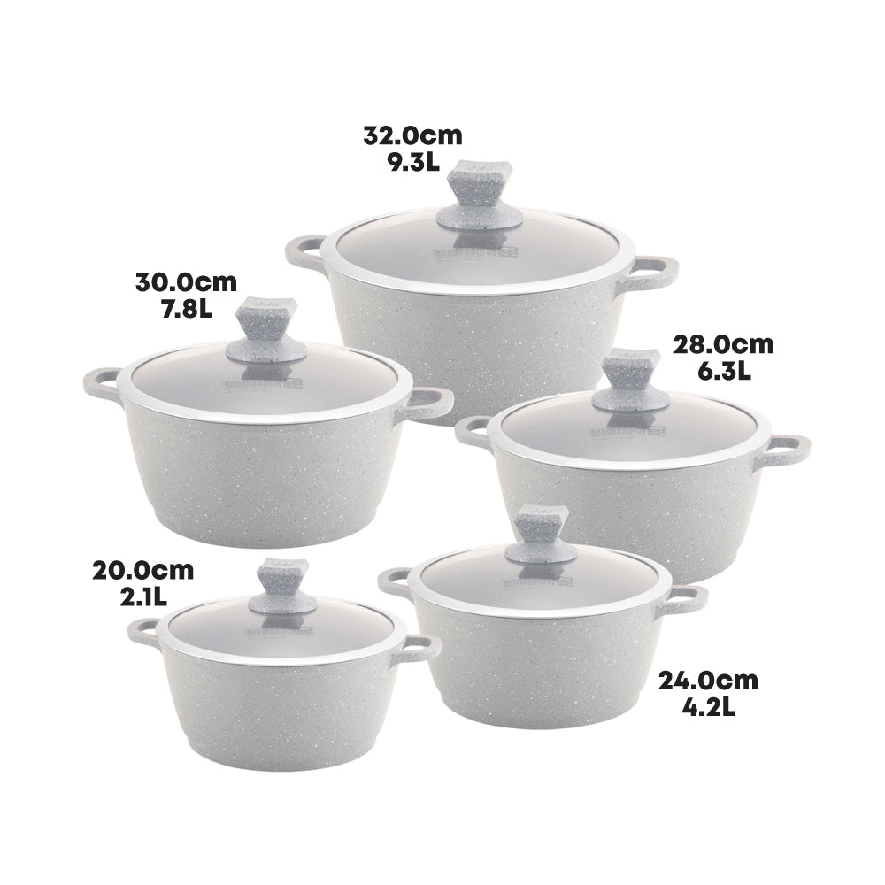 Nea Marbell Stockpot Set 5pc Grigio Grey