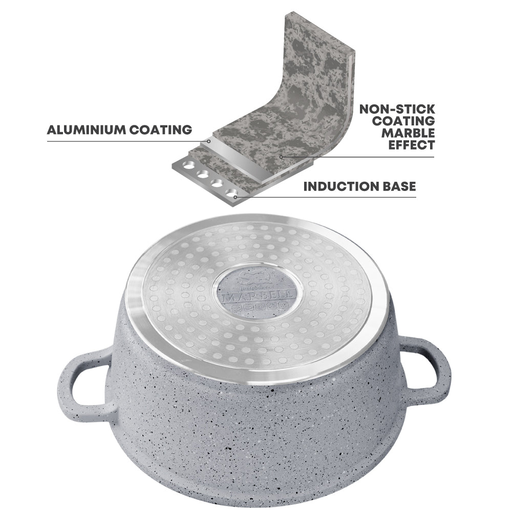 Nea Marbell Stockpot Set 5pc Grigio Grey