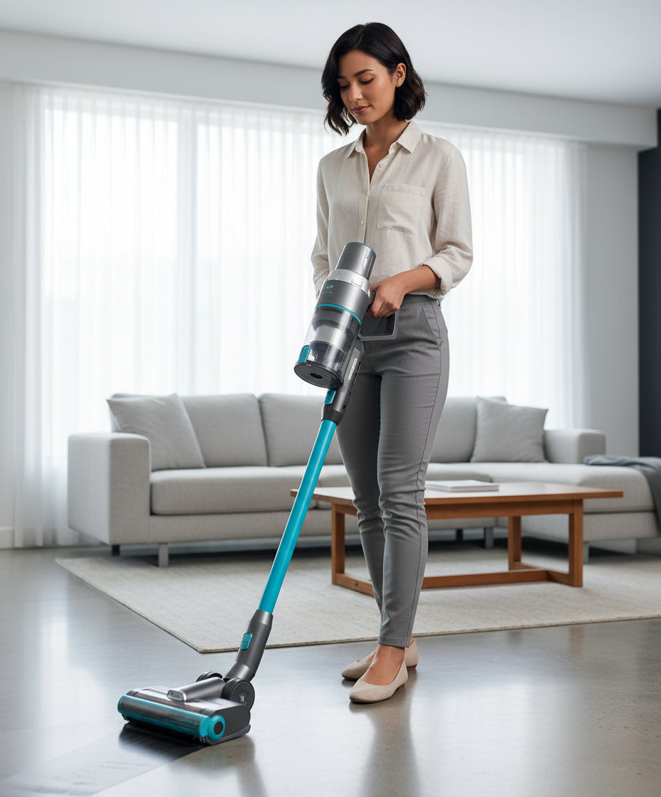 Jashen vacuum cleaner with attachments on a white background